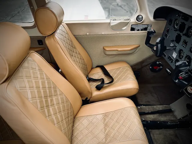 Refurbished leather seats in VH-OKY